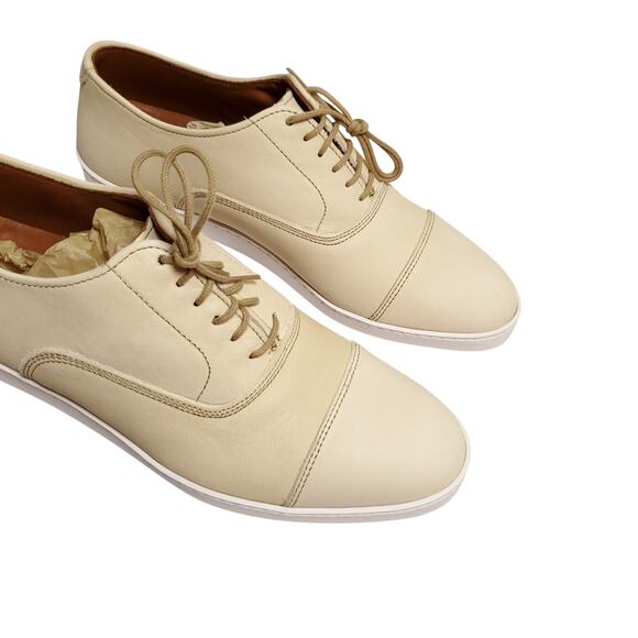 New ALLEN EDMONDS Leather Tan Cream Err Park Ave. Sneaker Oxford Shoes Sz 7.5 D main image 7